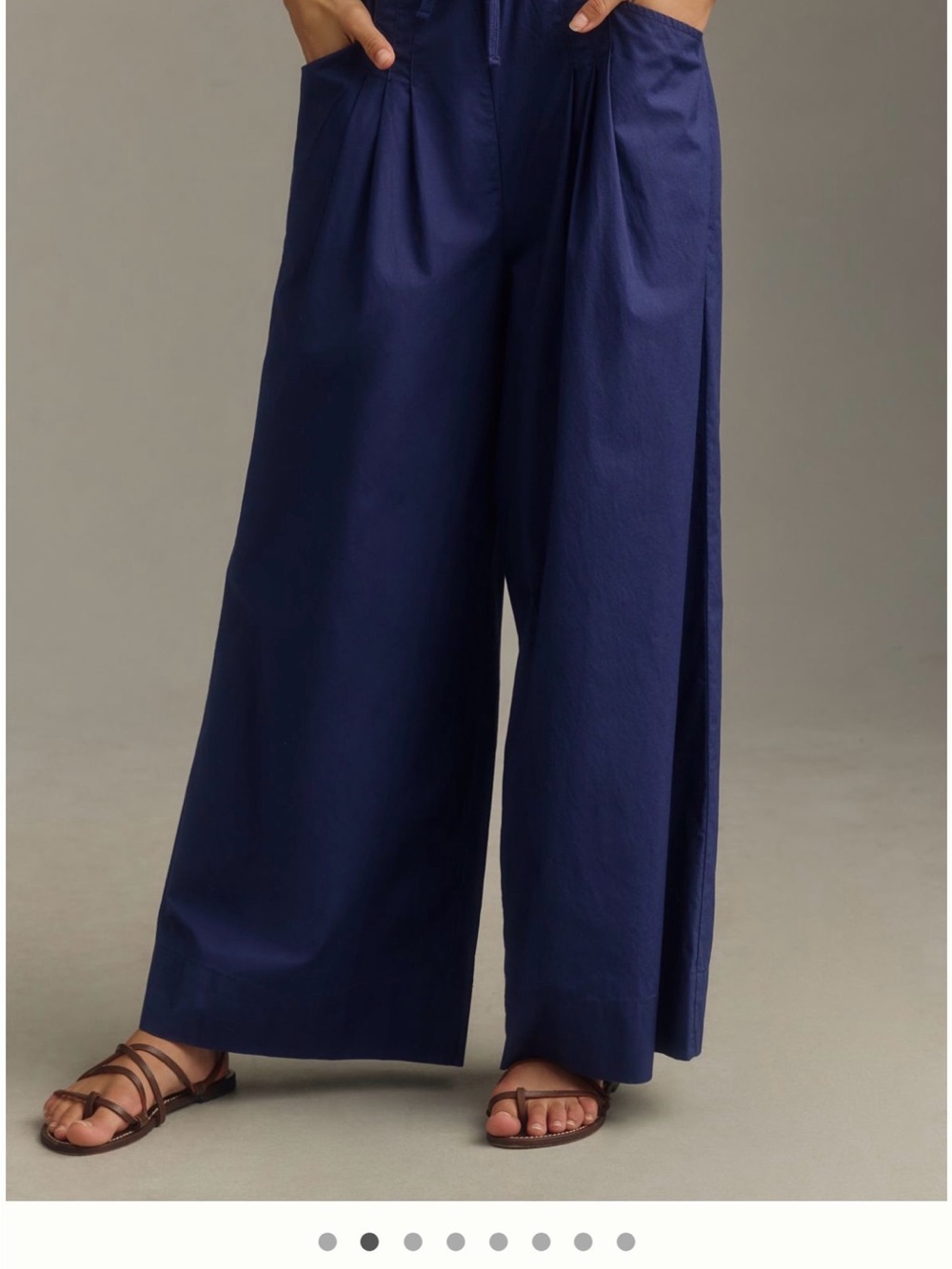 Maeve Wide-Leg Drawstring Pants in Navy Blue
